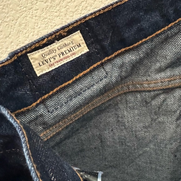 Levi's XL Wide Leg Straight Jeans 32 High Dark Denim Blue Waist Tie Classic - Picture 14 of 15